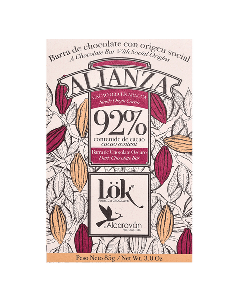 Barra de chocolate Alianza 92% cacao 85g