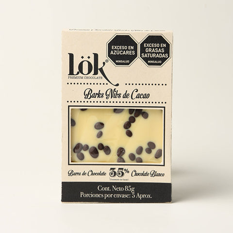 Bark de chocolate 35% con Nibs de Cacao 85g