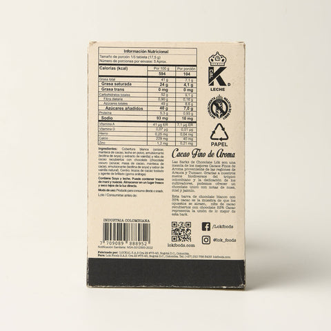 Bark de chocolate 35% con Nibs de Cacao 85g