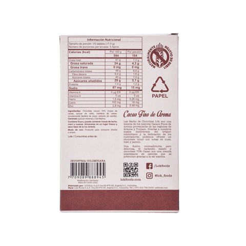 Bark de chocolate 70% Sal Marina y Caramelo 85g