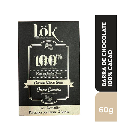 Barra de chocolate 100% cacao 60g