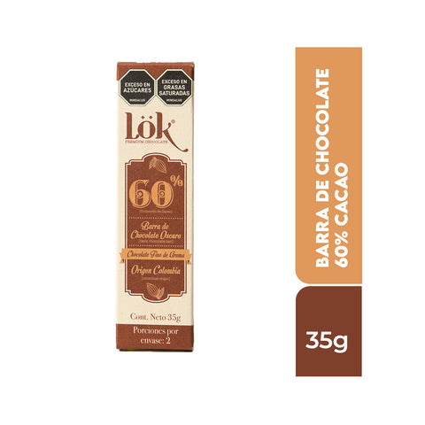 Barra de chocolate 60% cacao 35g