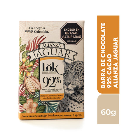 Barra de chocolate Alianza 92% cacao 60g
