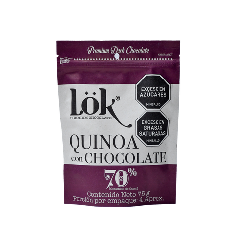 Quinoa cubierta con Chocolate 70% 75g